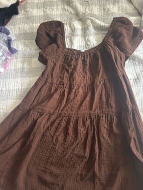Old Navy Brown Tiered Puff Sleeve Dress